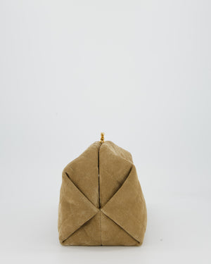 Chanel O-Autre Forme A Chaine Dark Beige Clutch Bag In Suede Calfskin Gold Hardware