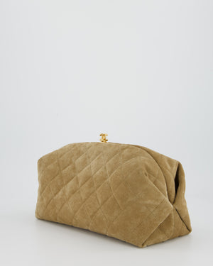 Chanel O-Autre Forme A Chaine Dark Beige Clutch Bag In Suede Calfskin Gold Hardware