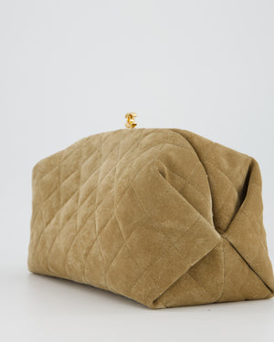 Chanel O-Autre Forme A Chaine Dark Beige Clutch Bag In Suede Calfskin Gold Hardware