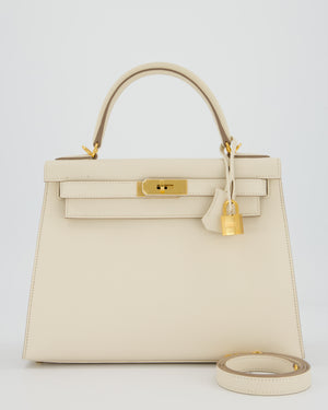 Hermès Kelly 28 Sellier Bag in Craie Epsom Leather with Gold Hardware