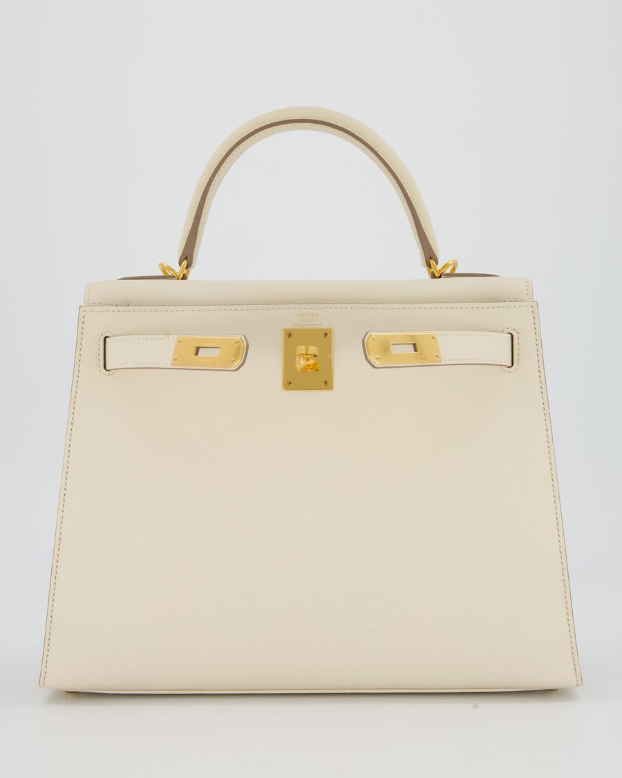 Hermès Kelly 28 Sellier Bag in Craie Epsom Leather with Gold Hardware