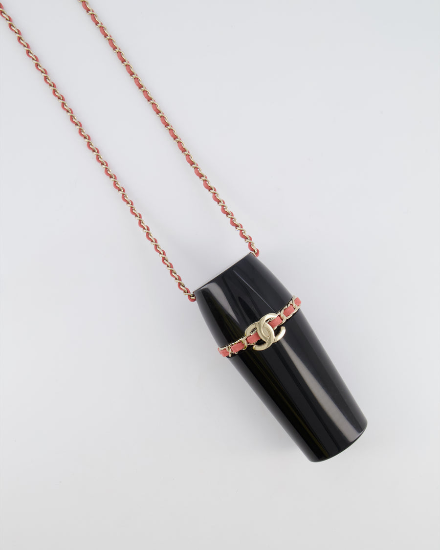 Chanel 21/K Black and Pink Lipstick Case with Champagne Gold Hardware