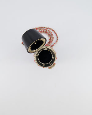 Chanel 21/K Black and Pink Lipstick Case with Champagne Gold Hardware