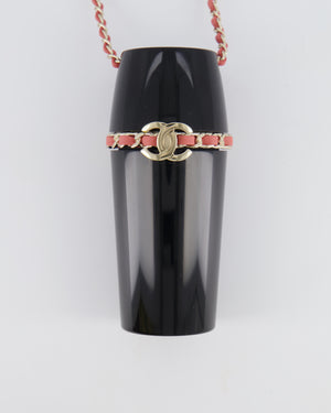 Chanel 21/K Black and Pink Lipstick Case with Champagne Gold Hardware