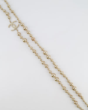 Chanel 21S Champagne Gold Bead CC Long Necklace