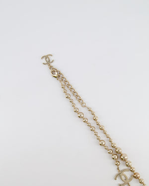 Chanel 21S Champagne Gold Bead CC Long Necklace