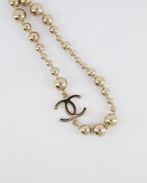 Chanel 21S Champagne Gold Bead CC Long Necklace