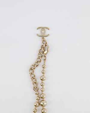 Chanel 21S Champagne Gold Bead CC Long Necklace