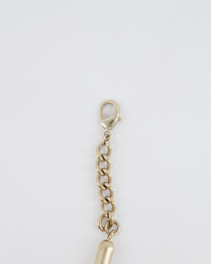 Chanel 16A Champagne Gold CC Choker Necklace with Crystal Embellished Round Pendant
