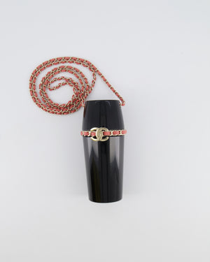 Chanel 21/K Black and Pink Lipstick Case with Champagne Gold Hardware