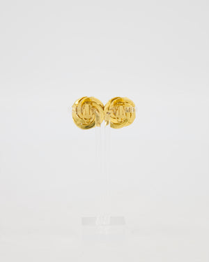 Chanel 93A gold clip-on Earring with Ornate Baroque frame and Faux Pearl with CC Logo