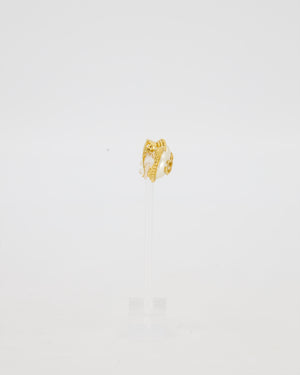 Chanel 96A Gold Pearl Clip-on Earrings with Interlocking CC Logo