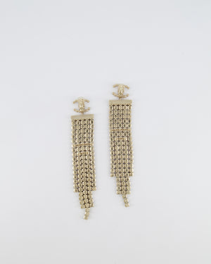 Chanel 19A Egypt Collection Gold Pendant Clip-On Earrings with CC Logo and Multi-Colour Crystals