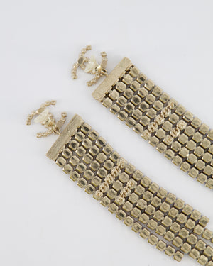 Chanel 19A Egypt Collection Gold Pendant Clip-On Earrings with CC Logo and Multi-Colour Crystals