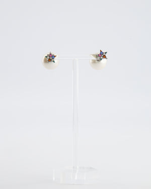 Christian Dior Pearl Earrings with Multi-Colour Crystal Embellished Star