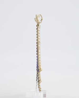 Chanel 19A Egypt Collection Gold Pendant Clip-On Earrings with CC Logo and Multi-Colour Crystals
