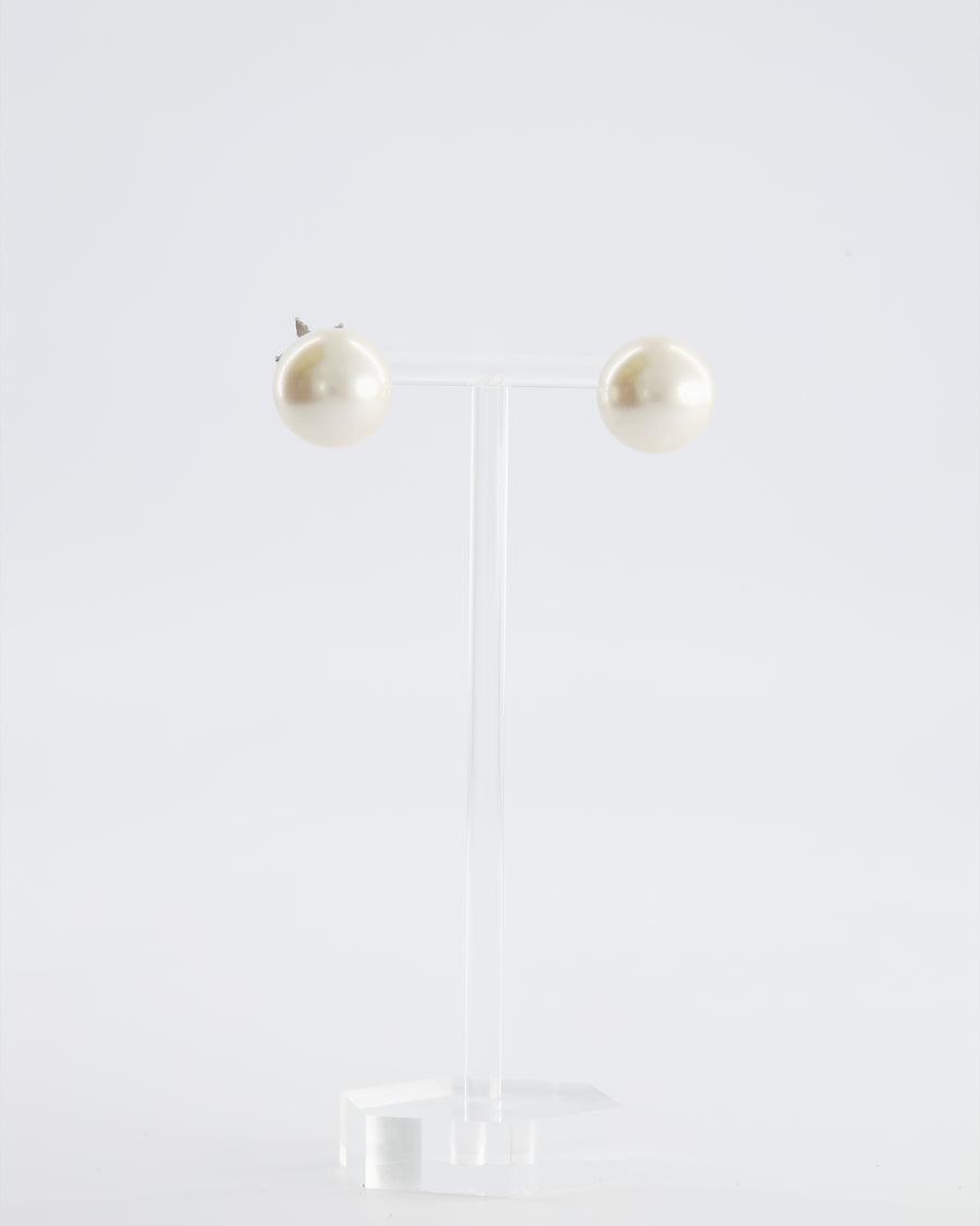 Christian Dior Pearl Earrings with Multi-Colour Crystal Embellished Star