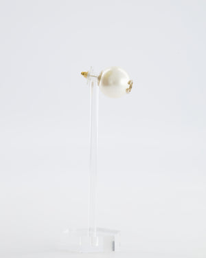 Chanel 16B Pearl Earrings with Gold CC Logo Detail