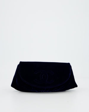 Chanel Sapphire Blue Wallet on Chain Bag in Velvet with Long Chain Strap