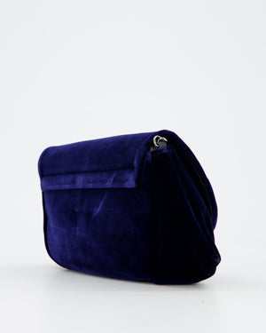 Chanel Sapphire Blue Wallet on Chain Bag in Velvet with Long Chain Strap