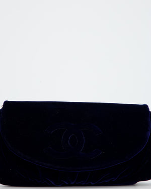 Chanel Sapphire Blue Wallet on Chain Bag in Velvet with Long Chain Strap