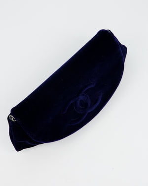Chanel Sapphire Blue Wallet on Chain Bag in Velvet with Long Chain Strap