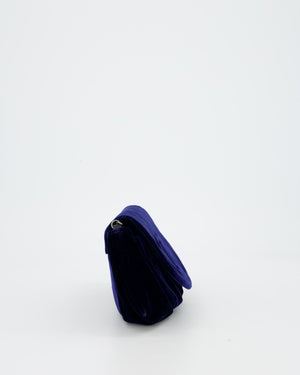 Chanel Sapphire Blue Wallet on Chain Bag in Velvet with Long Chain Strap
