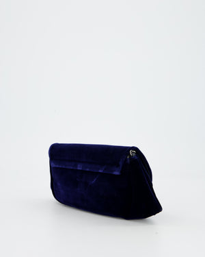 Chanel Sapphire Blue Wallet on Chain Bag in Velvet with Long Chain Strap