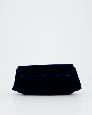Chanel Sapphire Blue Wallet on Chain Bag in Velvet with Long Chain Strap