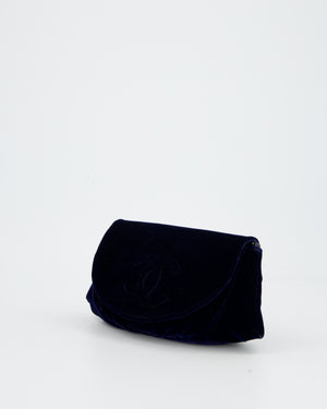 Chanel Sapphire Blue Wallet on Chain Bag in Velvet with Long Chain Strap