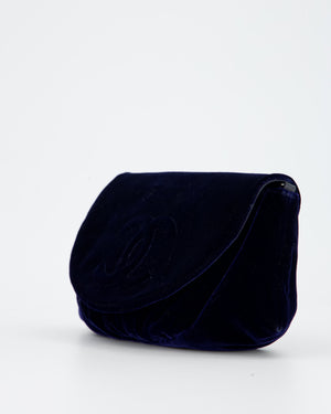 Chanel Sapphire Blue Wallet on Chain Bag in Velvet with Long Chain Strap