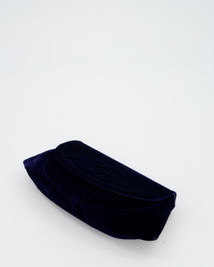 Chanel Sapphire Blue Wallet on Chain Bag in Velvet with Long Chain Strap