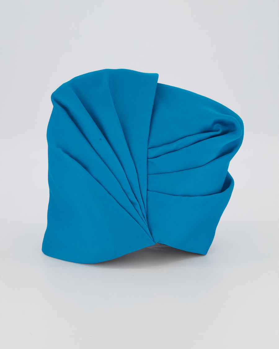 Prada Turquoise Pleated Satin Turban Headband Size M