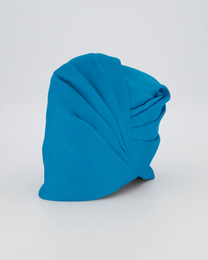 Prada Turquoise Pleated Satin Turban Headband Size M