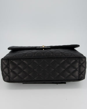 Chanel Black XL Travel Flap Bag in Caviar Leather with Silver Hardware