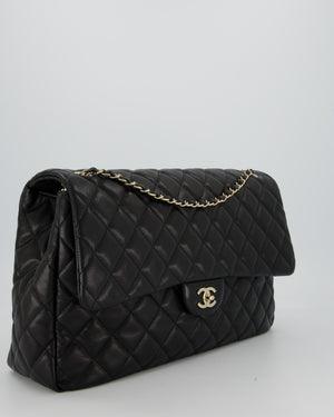 Chanel Black XL Travel Flap Bag in Caviar Leather with Silver Hardware