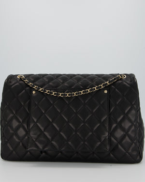 Chanel Black XL Travel Flap Bag in Caviar Leather with Silver Hardware