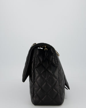 Chanel Black XL Travel Flap Bag in Caviar Leather with Silver Hardware