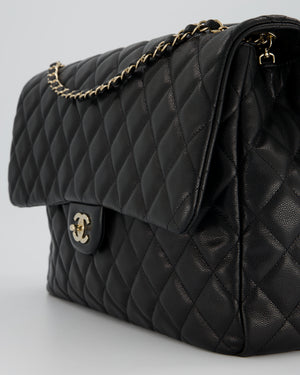 Chanel Black XL Travel Flap Bag in Caviar Leather with Silver Hardware