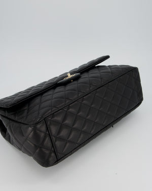 Chanel Black XL Travel Flap Bag in Caviar Leather with Silver Hardware