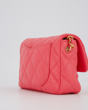 Chanel Pink Small Coco Love Flap Bag In Lambskin Leather With Gold Hardware and Heart-Shaped CC Turn-Lock