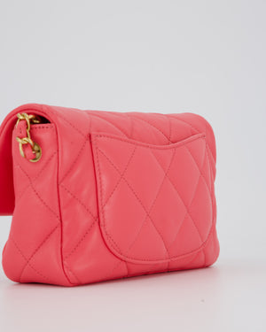 Chanel Pink Small Coco Love Flap Bag In Lambskin Leather With Gold Hardware and Heart-Shaped CC Turn-Lock