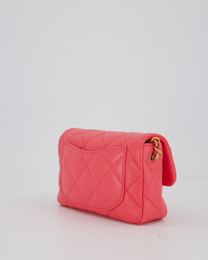 Chanel Pink Small Coco Love Flap Bag In Lambskin Leather With Gold Hardware and Heart-Shaped CC Turn-Lock