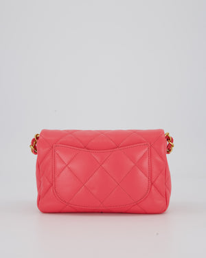 Chanel Pink Small Coco Love Flap Bag In Lambskin Leather With Gold Hardware and Heart-Shaped CC Turn-Lock