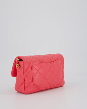 Chanel Pink Small Coco Love Flap Bag In Lambskin Leather With Gold Hardware and Heart-Shaped CC Turn-Lock
