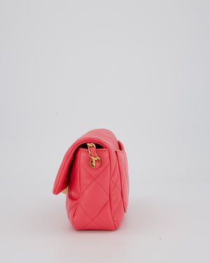Chanel Pink Small Coco Love Flap Bag In Lambskin Leather With Gold Hardware and Heart-Shaped CC Turn-Lock