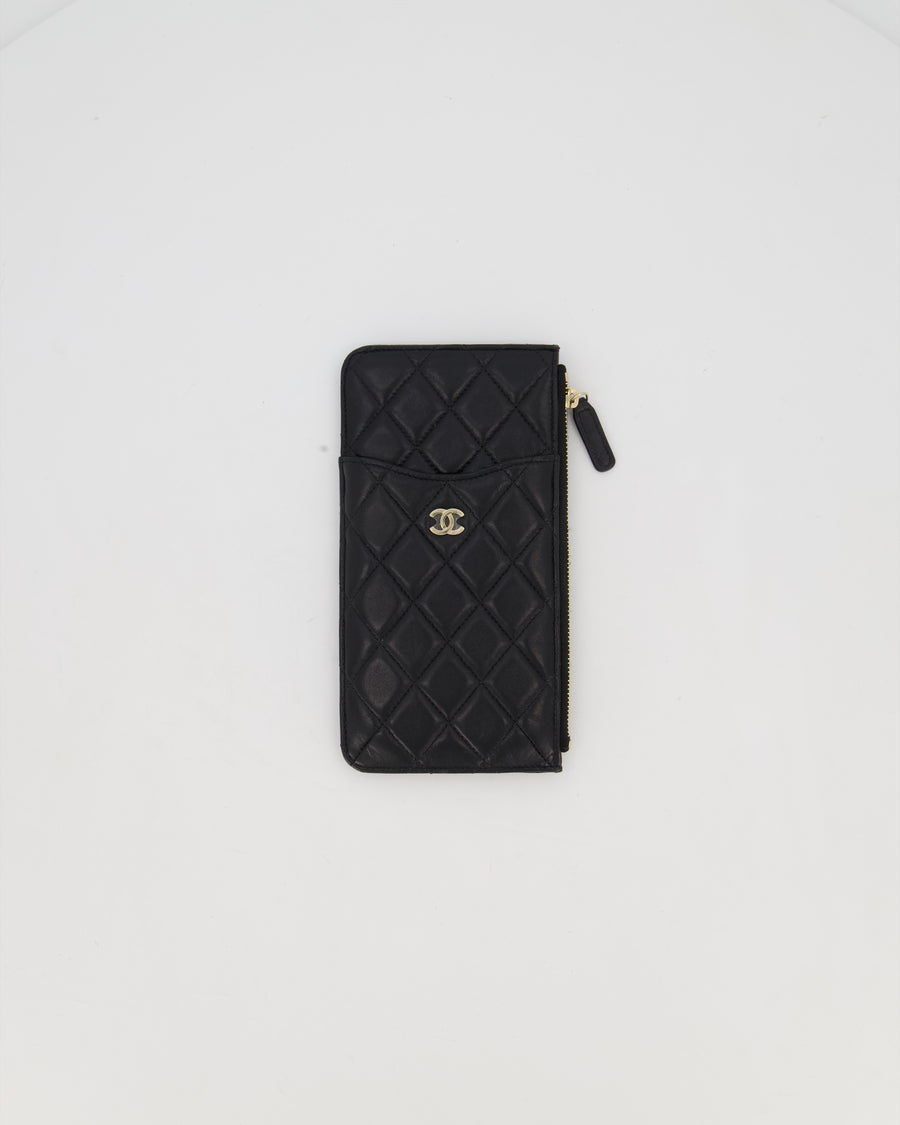 Chanel Black Phone Pouch Wallet in Lambskin Leather with Gold Hardware