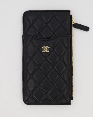 Chanel Black Phone Pouch Wallet in Lambskin Leather with Gold Hardware