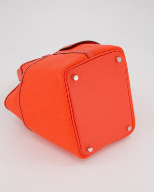 Hermès Picotin 18 Lock Cargo Bag in Orange Field Toile Goeland and Swift Leather with Palladium Hardware