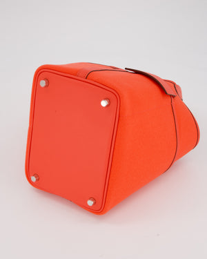 Hermès Picotin 18 Lock Cargo Bag in Orange Field Toile Goeland and Swift Leather with Palladium Hardware